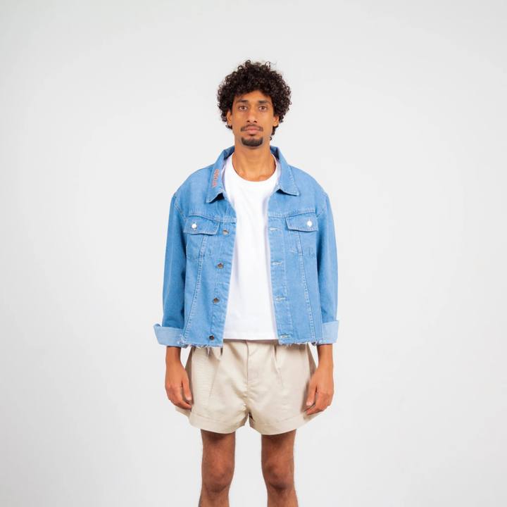 Boxy Oversized Denim Jacket - Blue