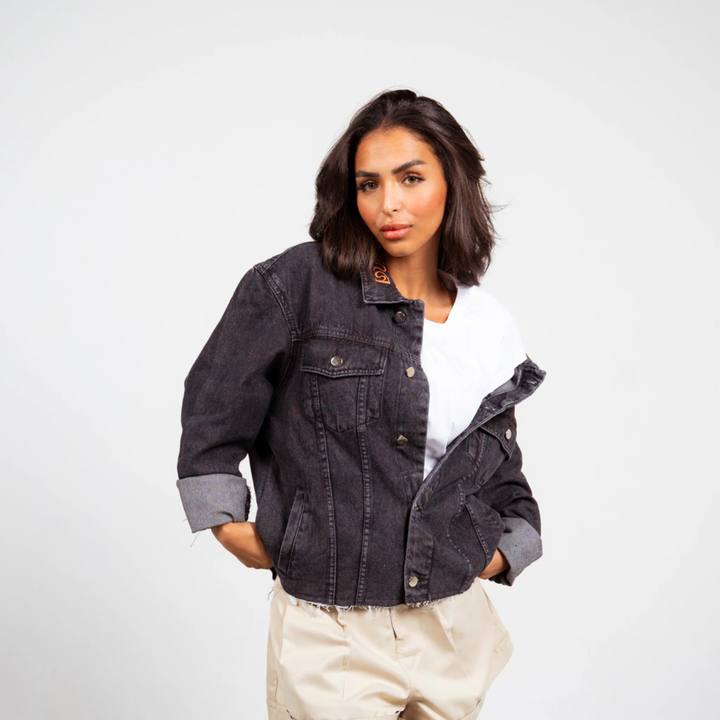 Boxy Oversized Denim Jacket - Black