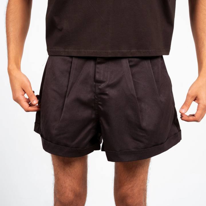 Boxer Pleated Shorts - Black