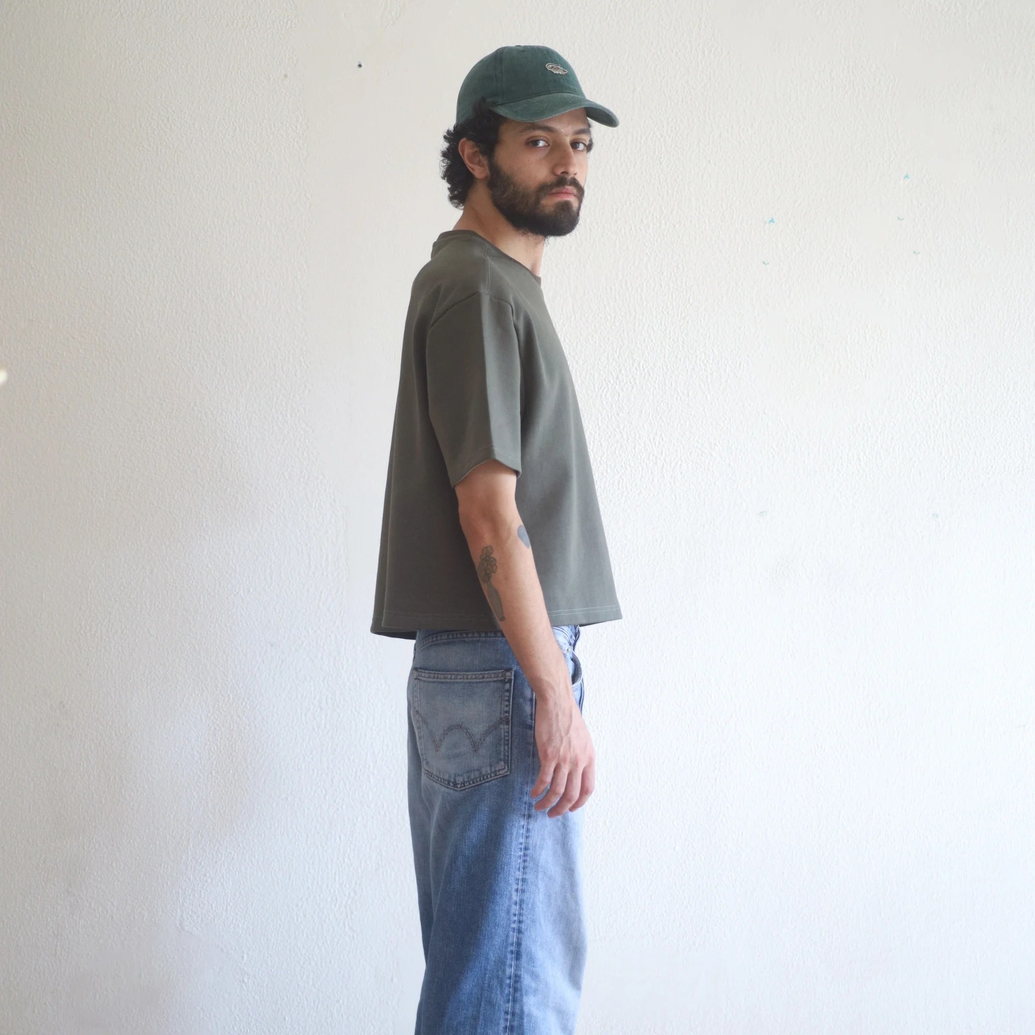 Boxy Cropped Tee - Olive