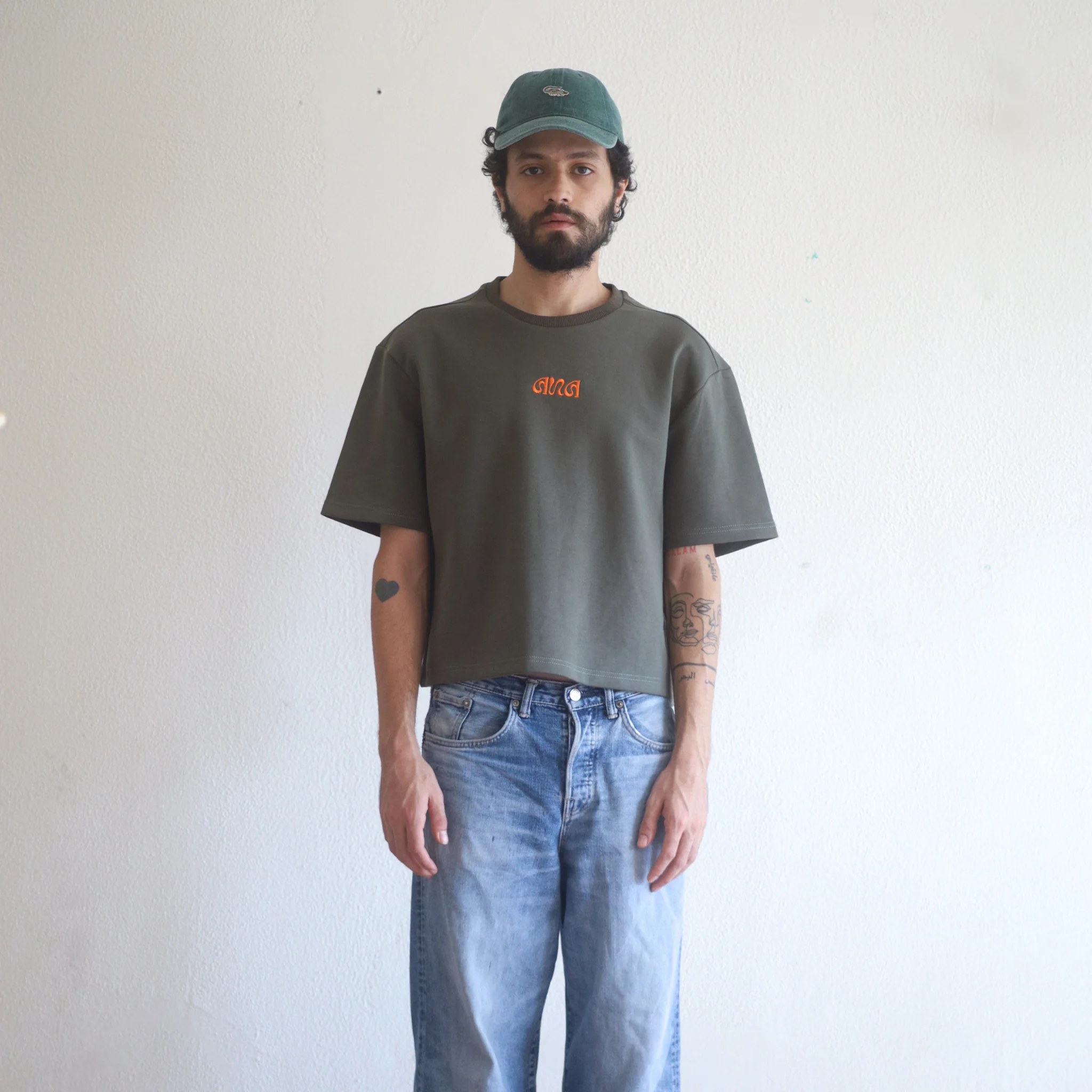 Boxy Cropped Tee - Olive