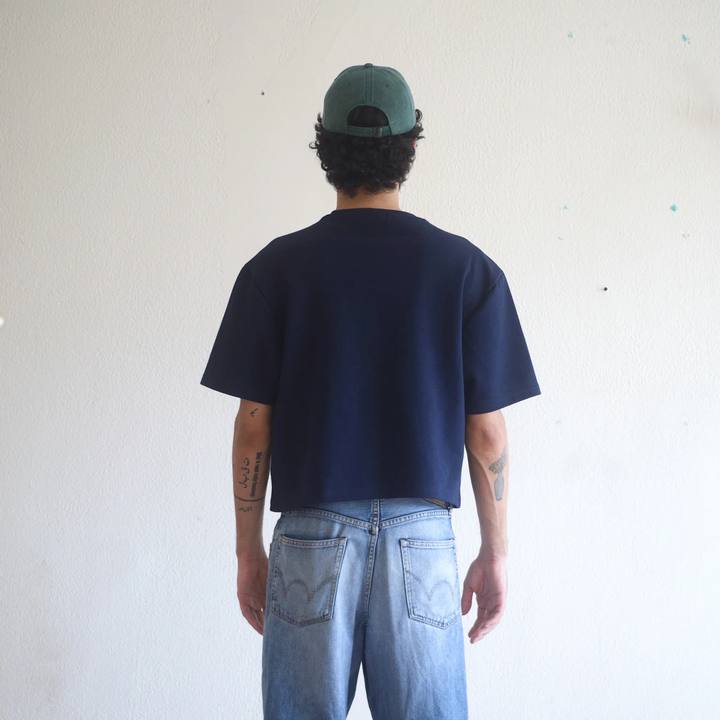 Boxy Cropped Tee - Navy