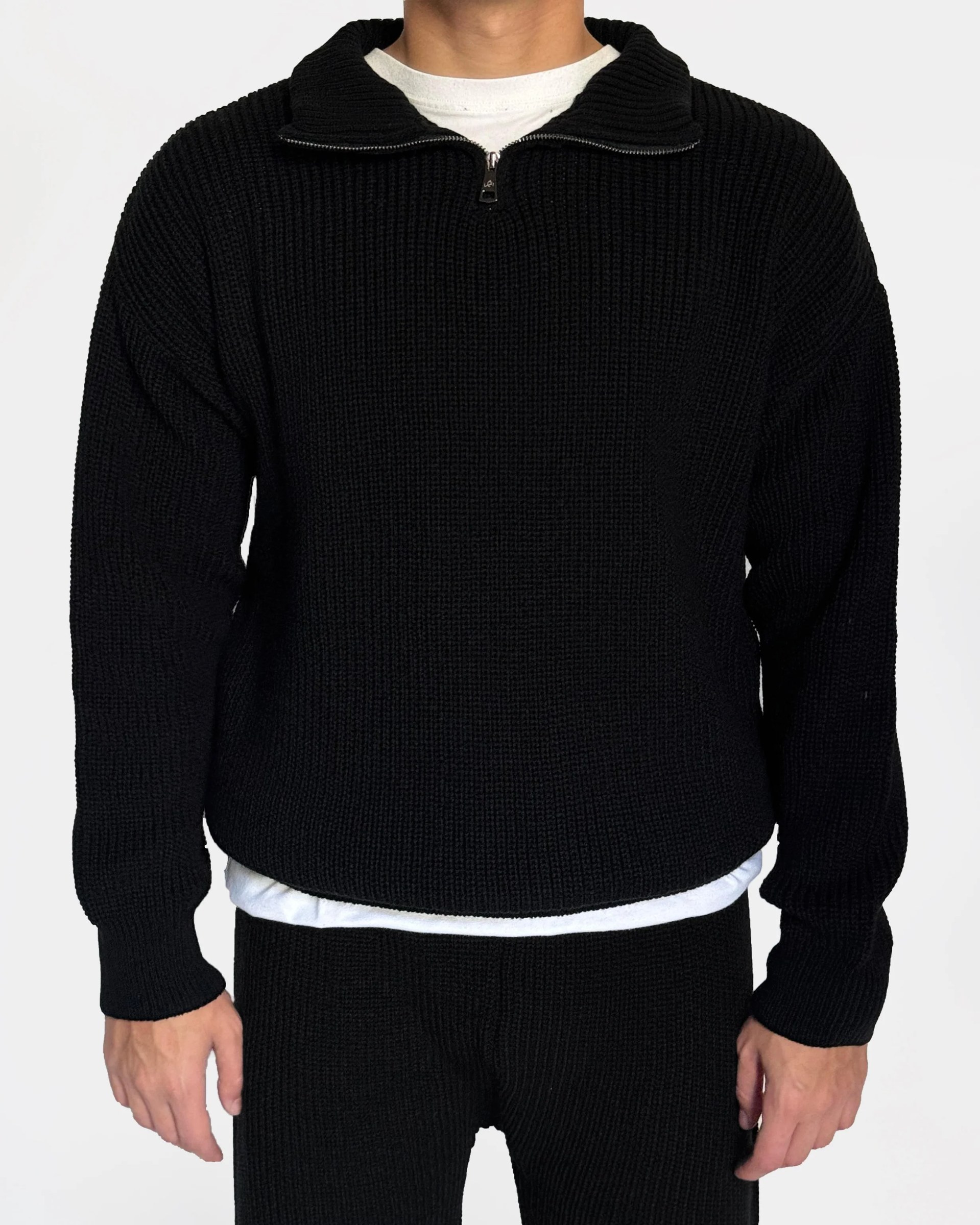 Black Knitted Quarter Zipper