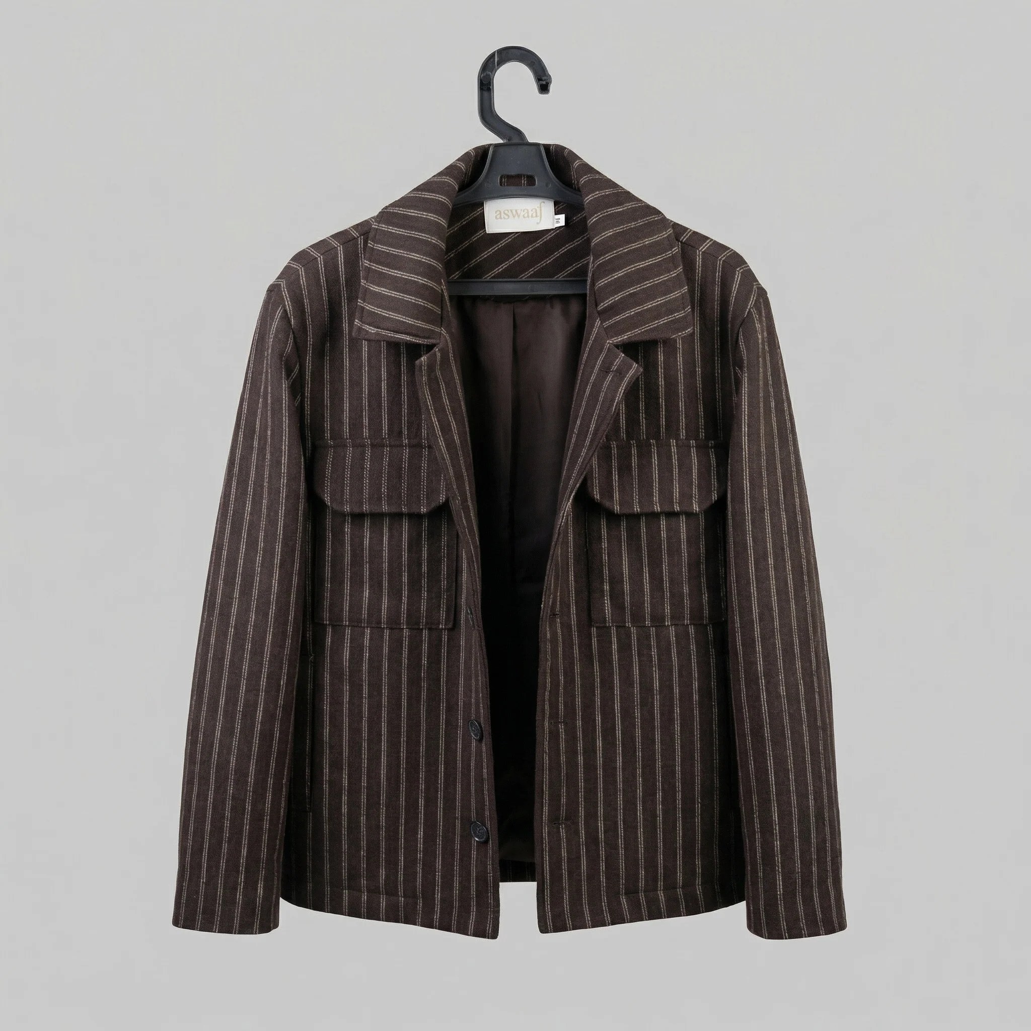 Chocolate Brown Wool Stripe Jacket