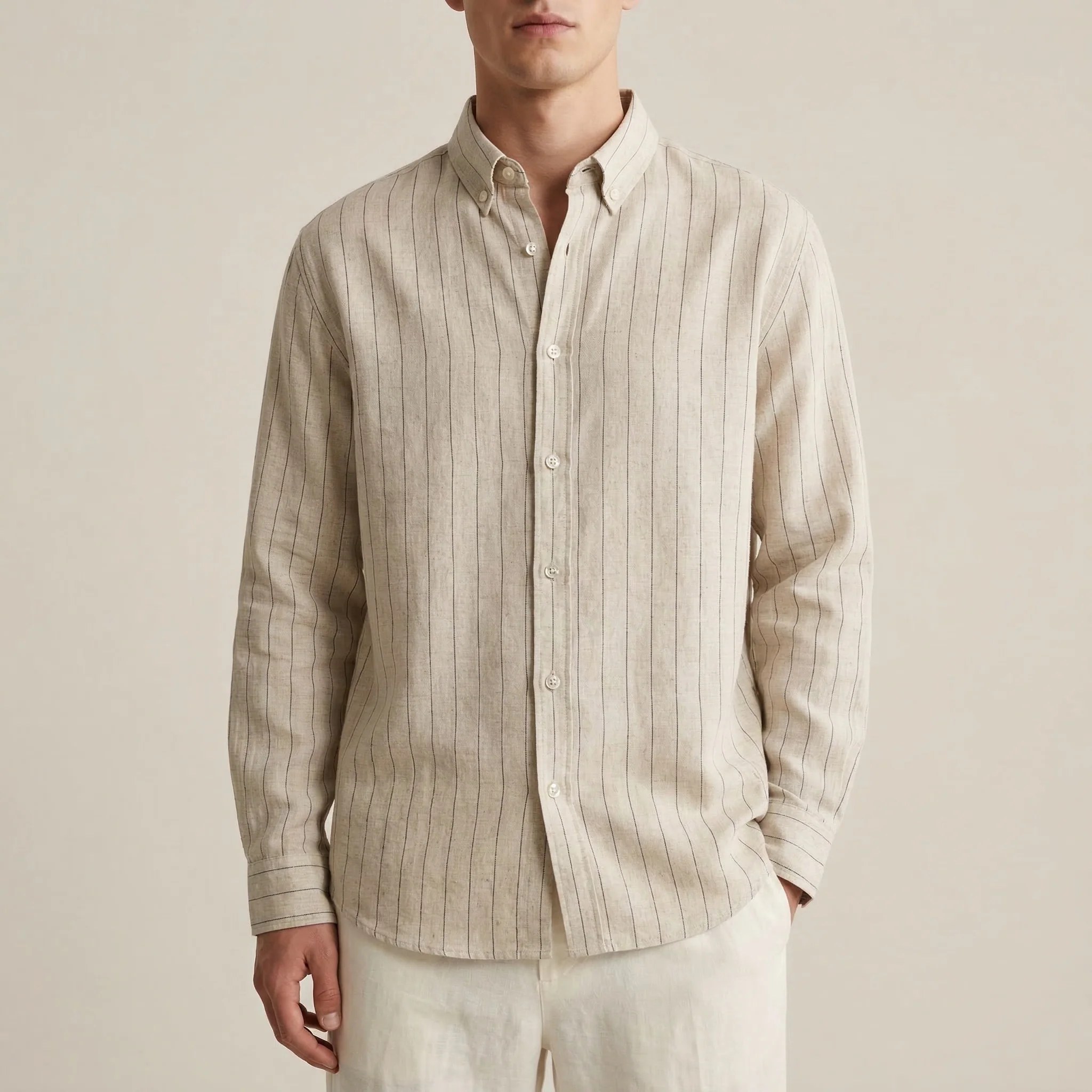Beige Cotton Linen Shirt