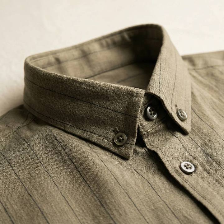 Linen Cotton Cocoa Brown Stripe Shirt