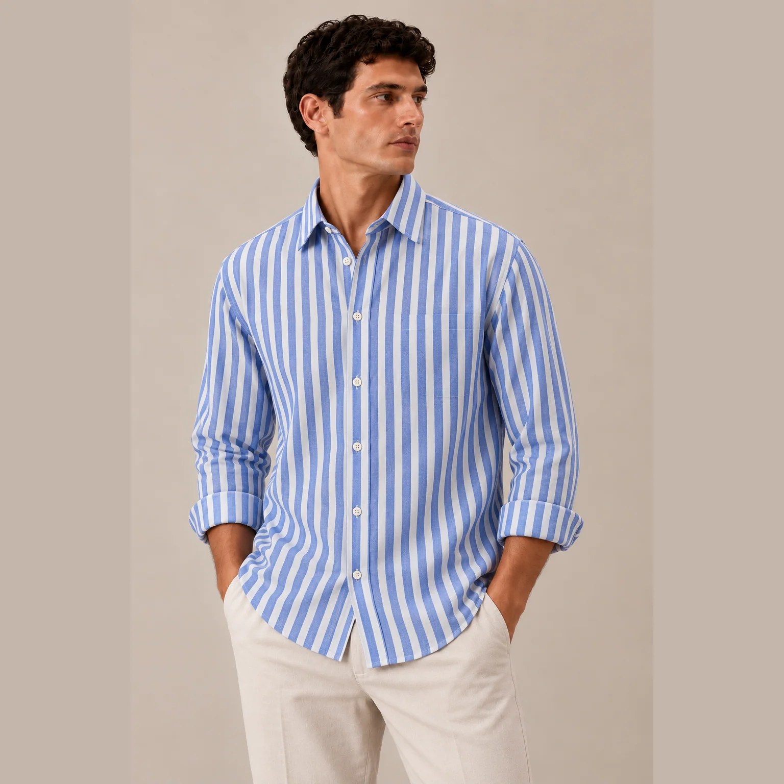 100% Cotton Oxford Shirt - Cornflower Blue