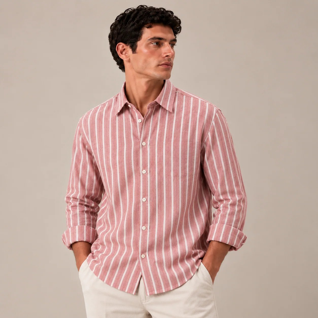 100% Cotton Oxford Shirt - Dusty Rose