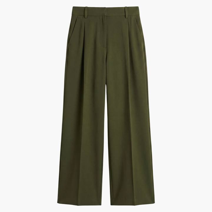 Signature Pleated Trouser - Olive Green