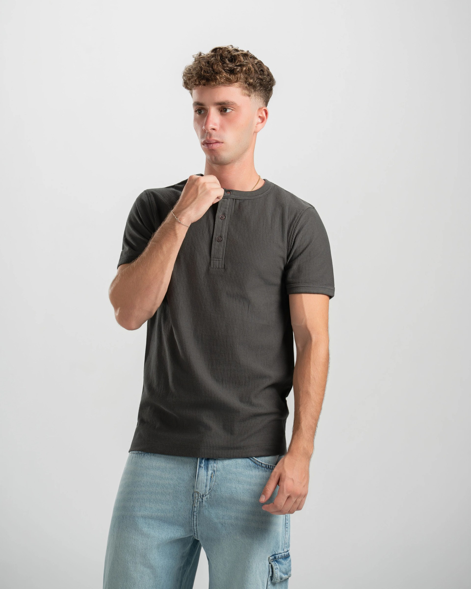 The Henley Tee - Deep Charcoal