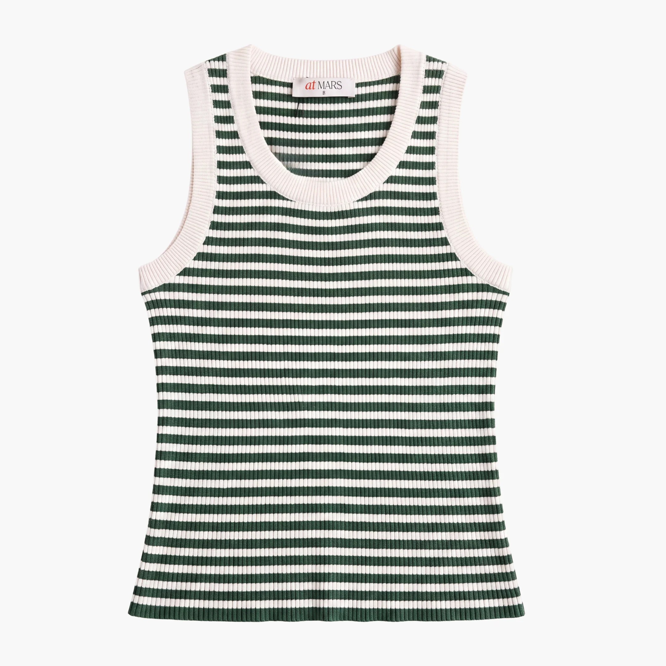 Striped Knit Tank Top - Mars Echo - Greeny Off white