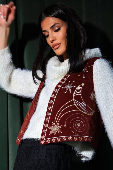 Eternal Sirius | Burgundy Embroidered Vest