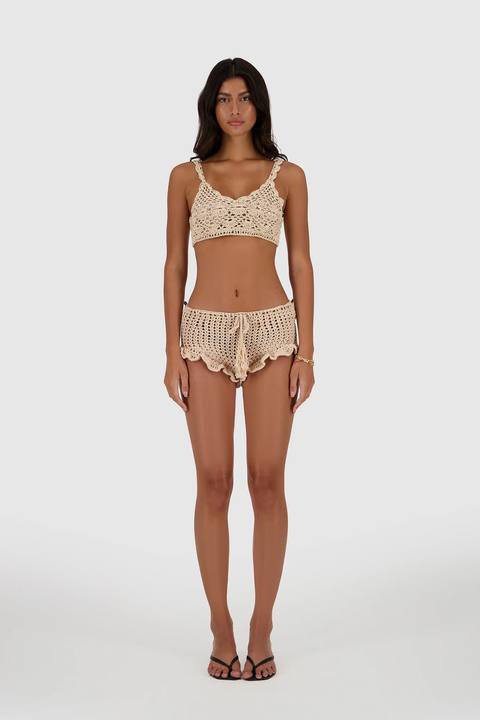 Crochet Bandana Top -Beige
