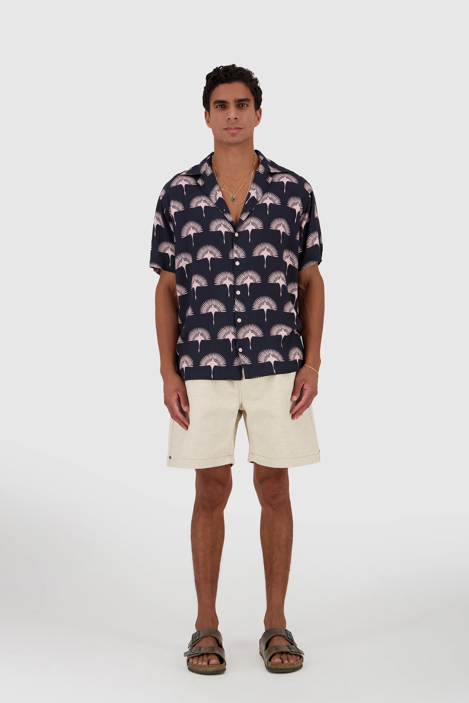 Linen Textured Shorts -Light Beige