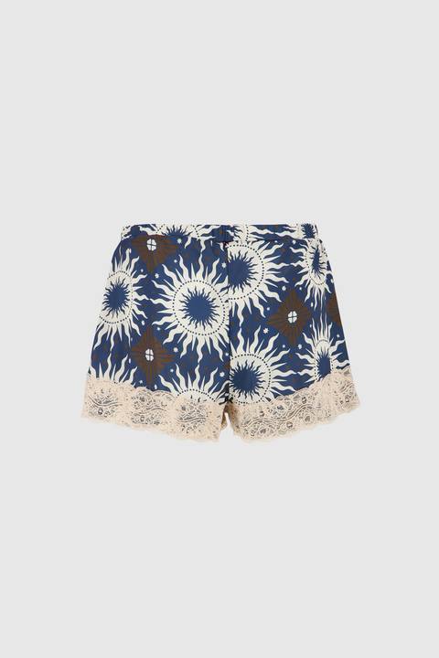 Lace Shorts -Blue Printed