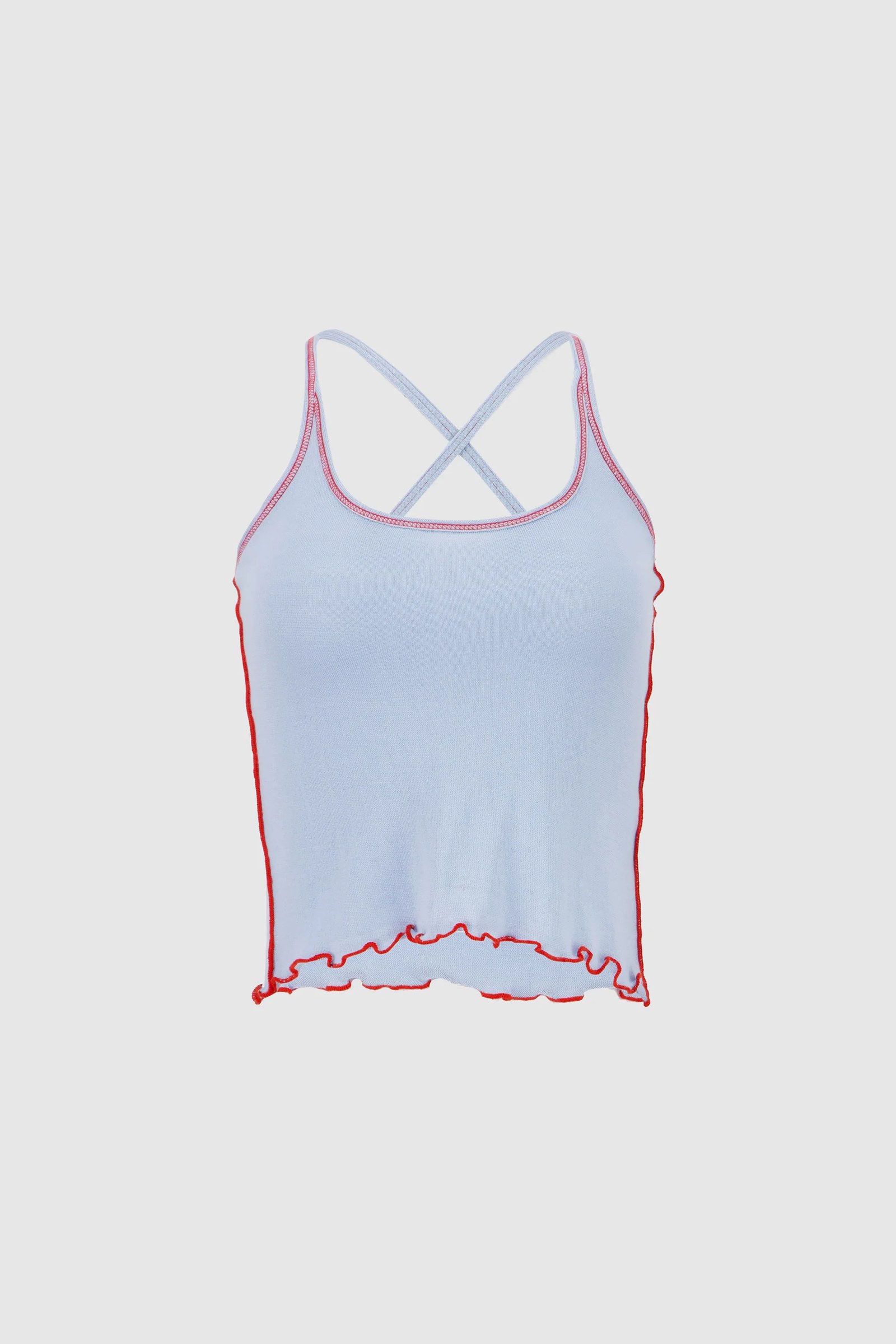 Stitch Knit Tank -Baby Blue x Valiant Red