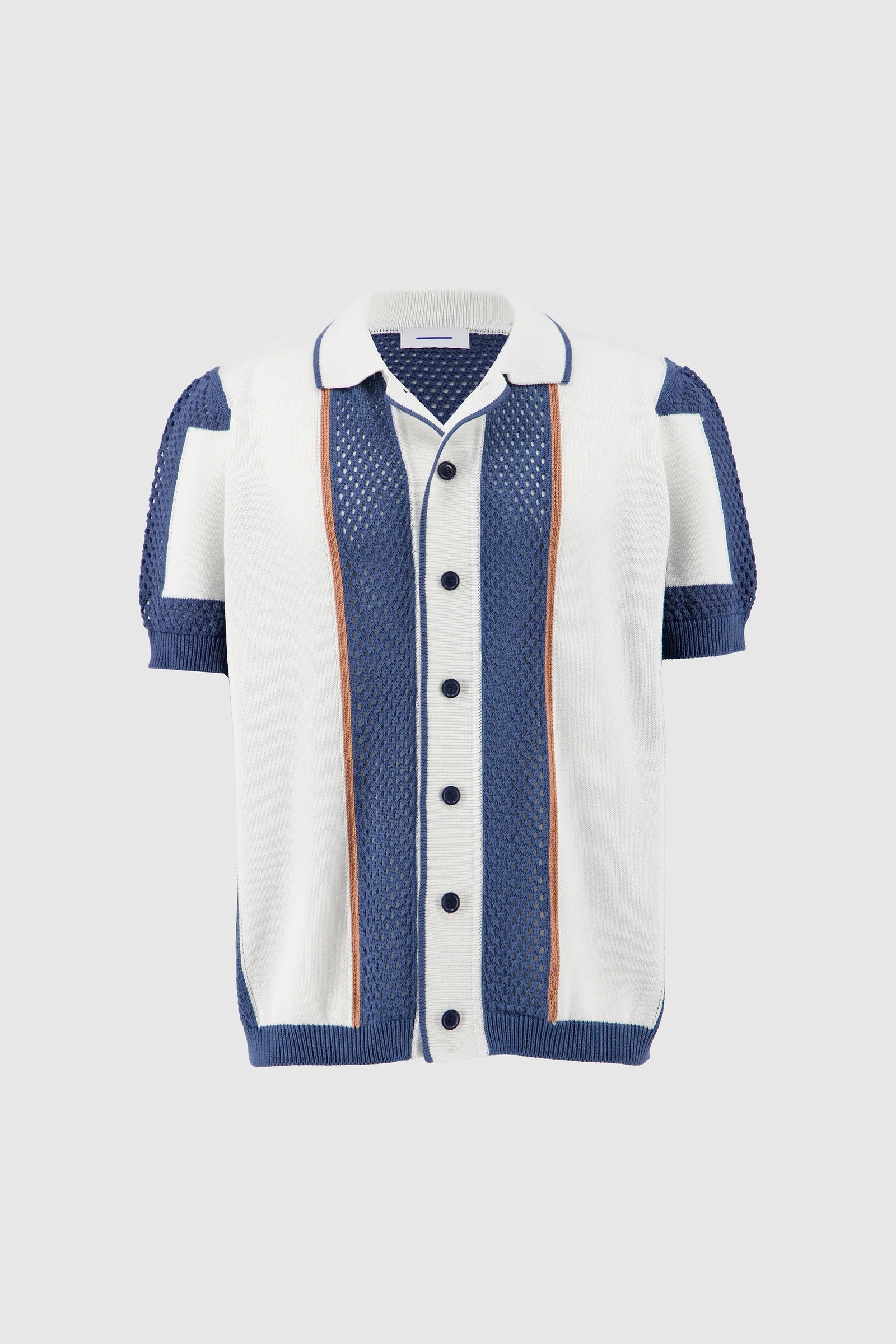 Knitted Cardigan -Petrol x Offwhite