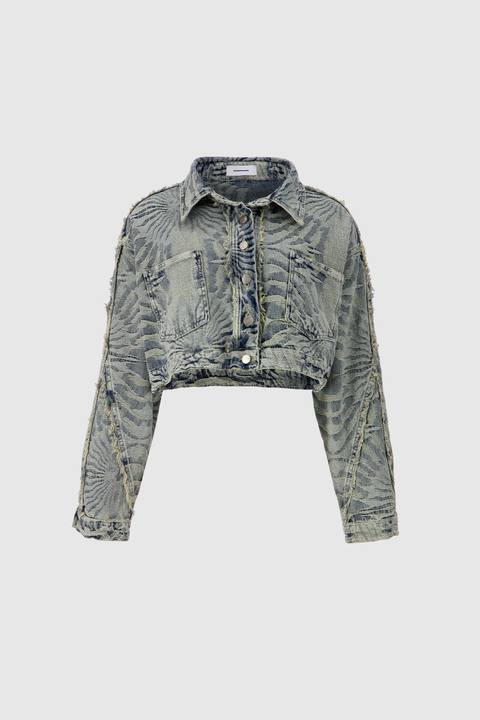 Fringed Jacquard Jacket  -Washed out