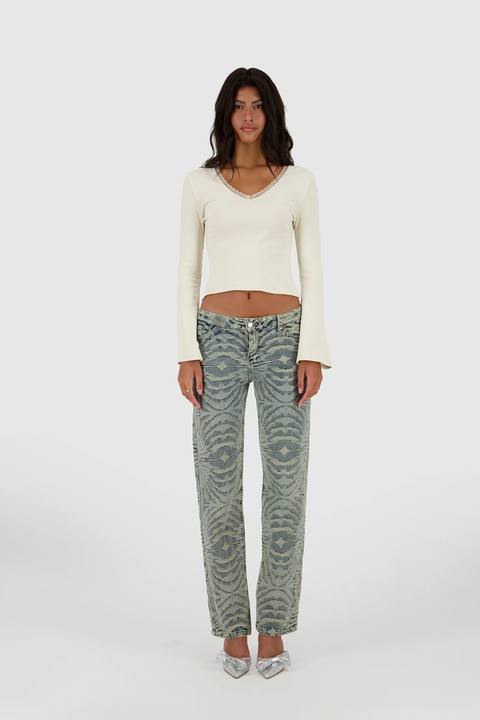 Straight leg Jacquard -Washed out