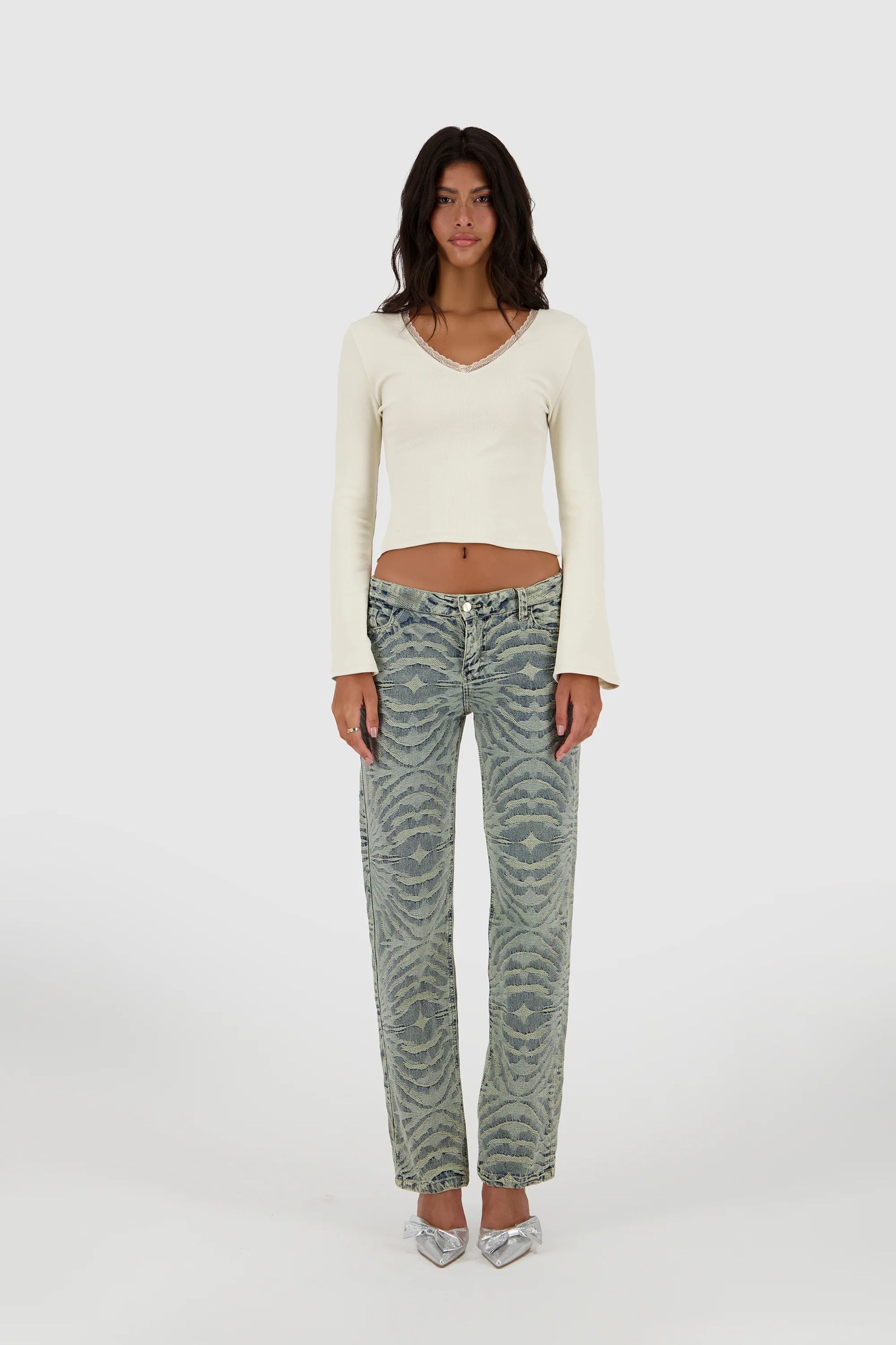 Straight leg Jacquard -Washed out