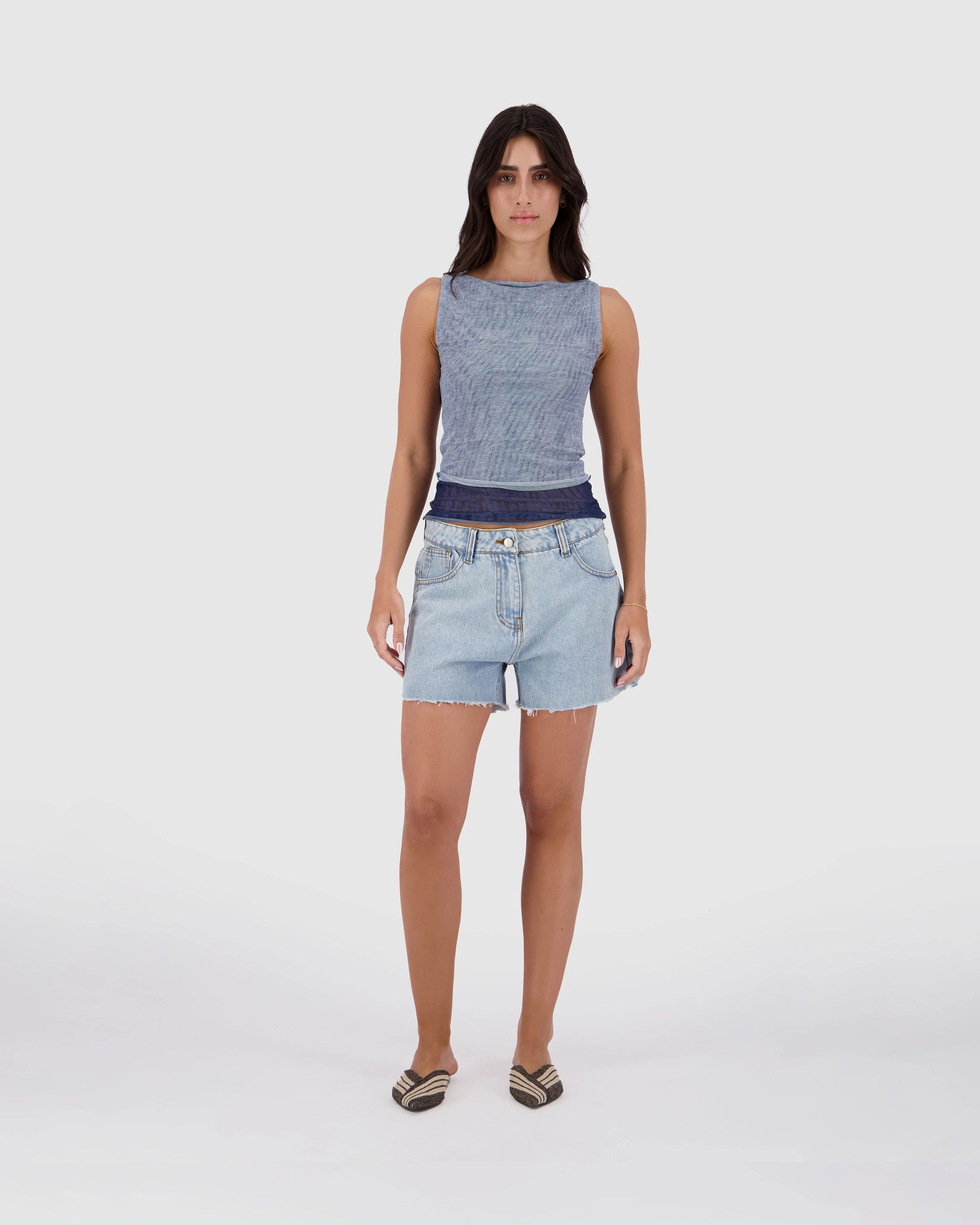 Cut Off Shorts -Sky Blue