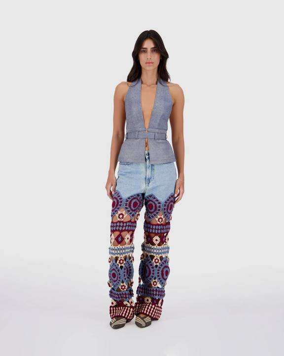 Denim Jeans With Crochet