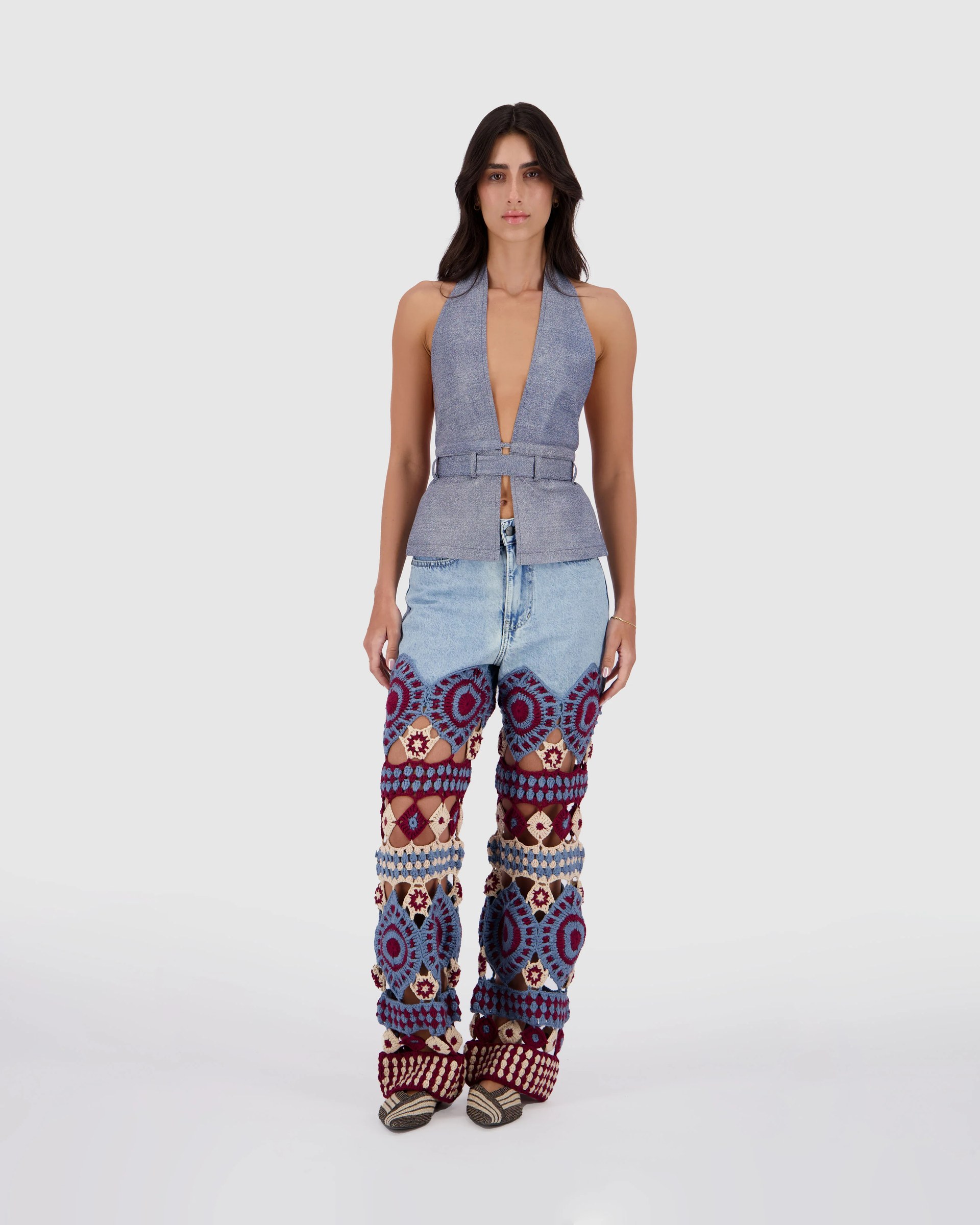Denim Jeans With Crochet