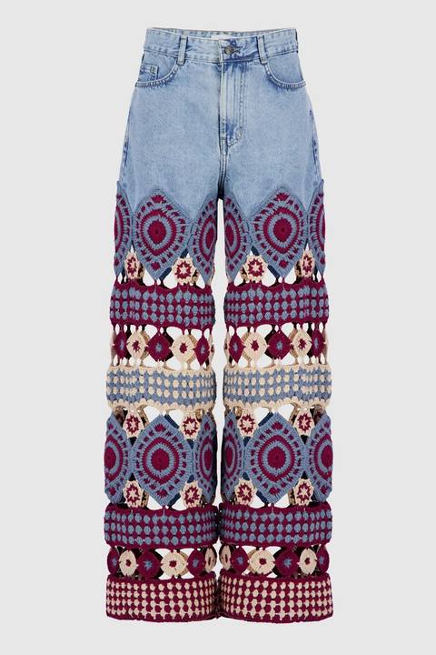 Denim Jeans With Crochet