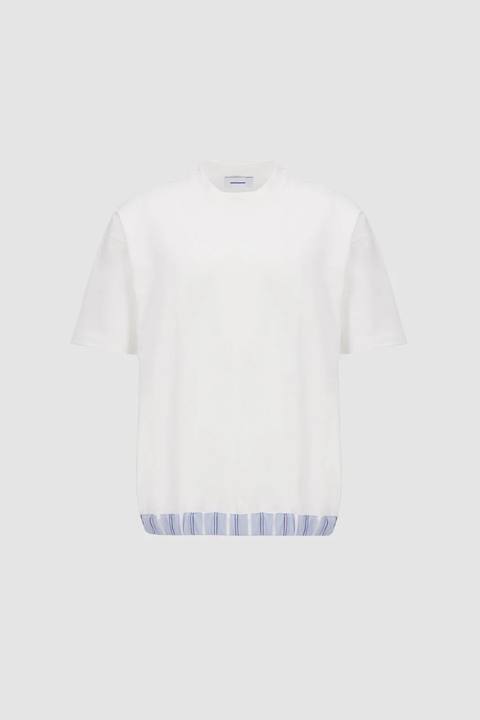 Off Duty Boxer Tee -WhitexBlue Pinstripes