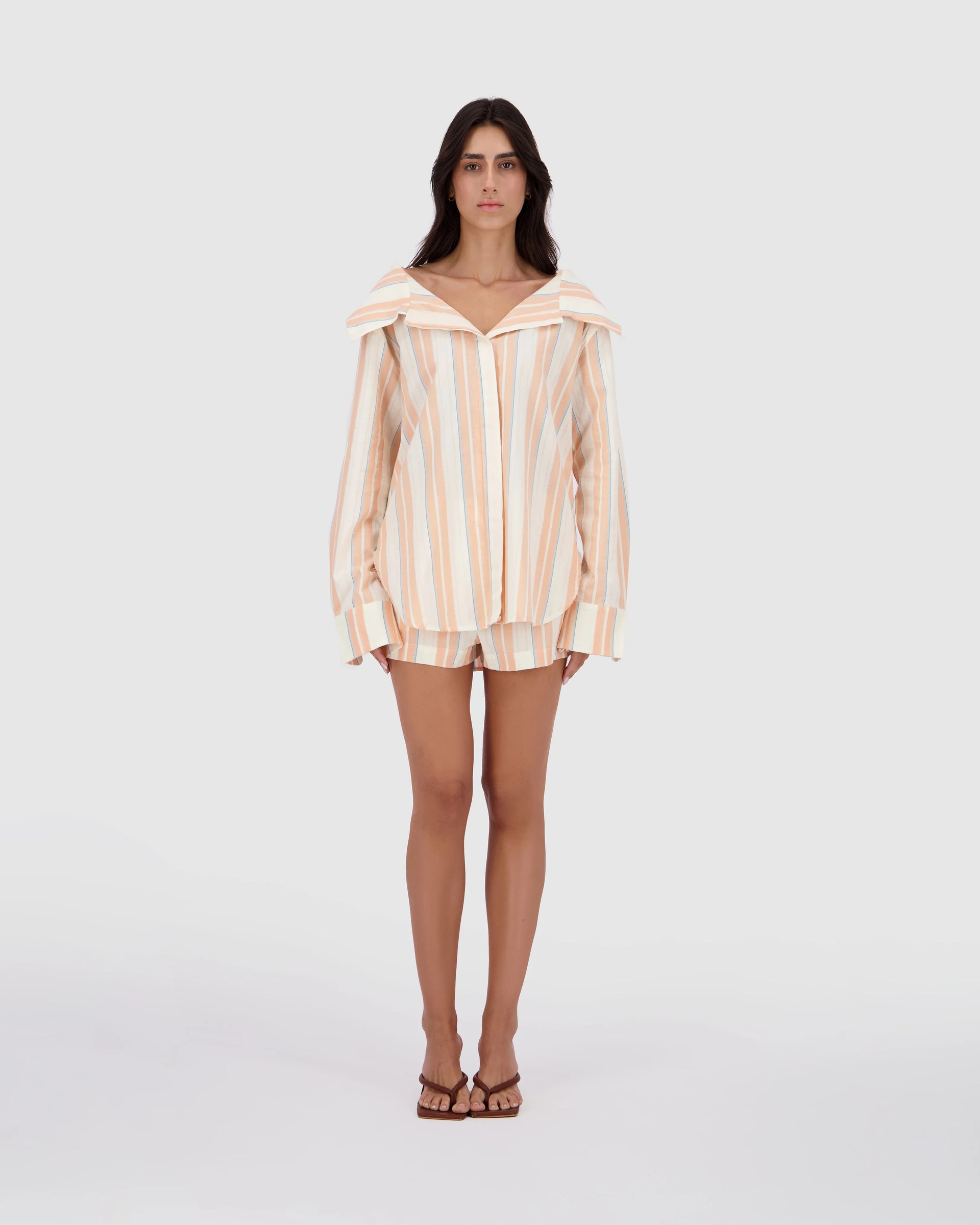 Striped Shirt -Peach Pinstripe