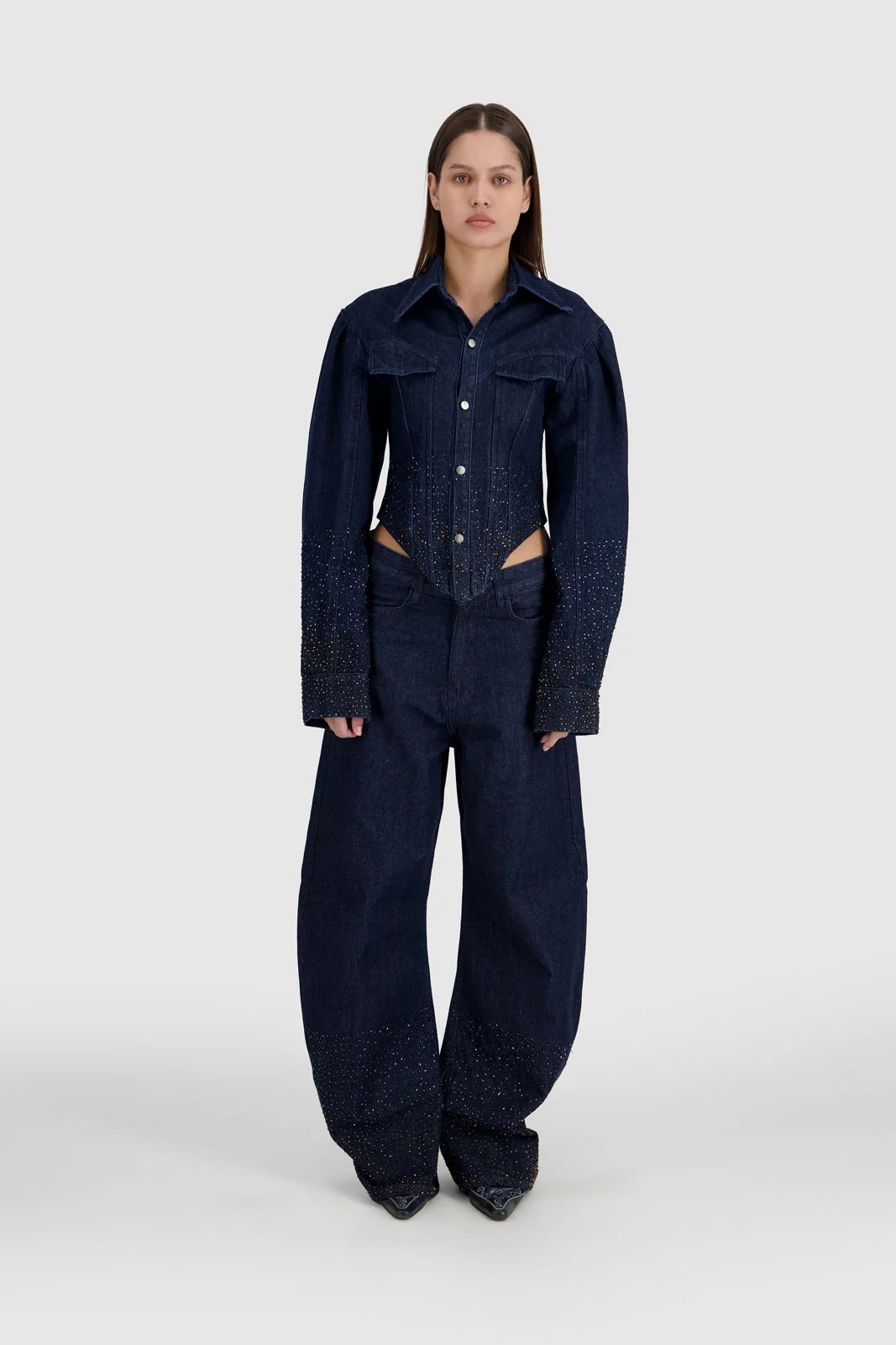 Embellished Corset Jacket - Midnight Blue
