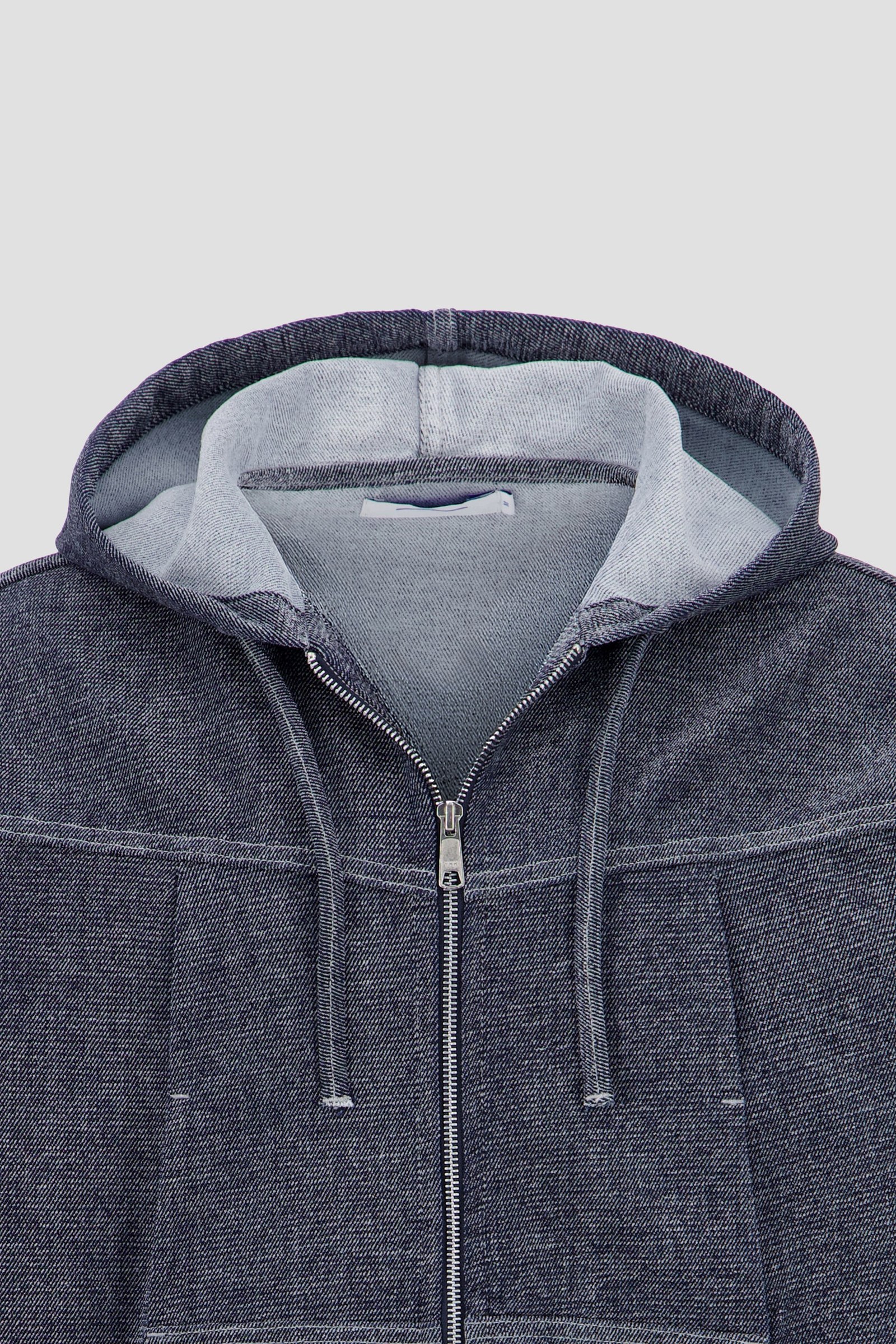 Denim Zip Up Hoodie - Black Wash