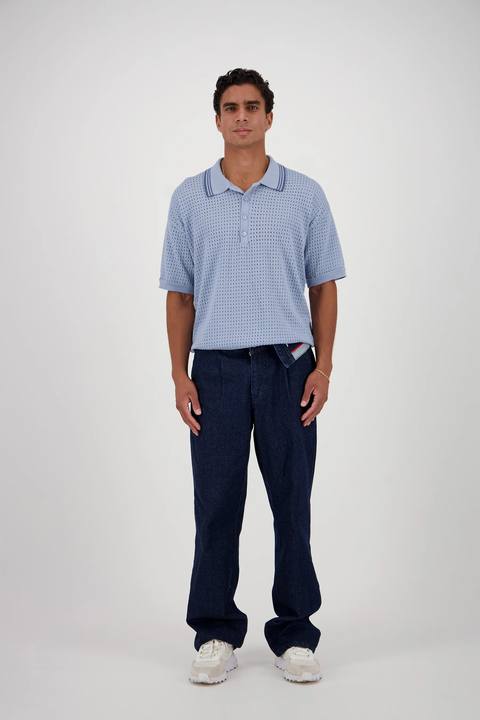Fold Over Waistband Jeans - Midnight Blue