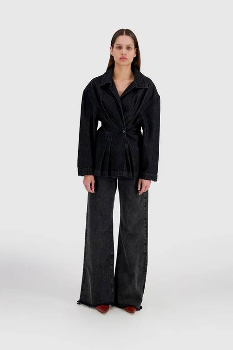 Denim Side Buttoned Shirt - Raw Black