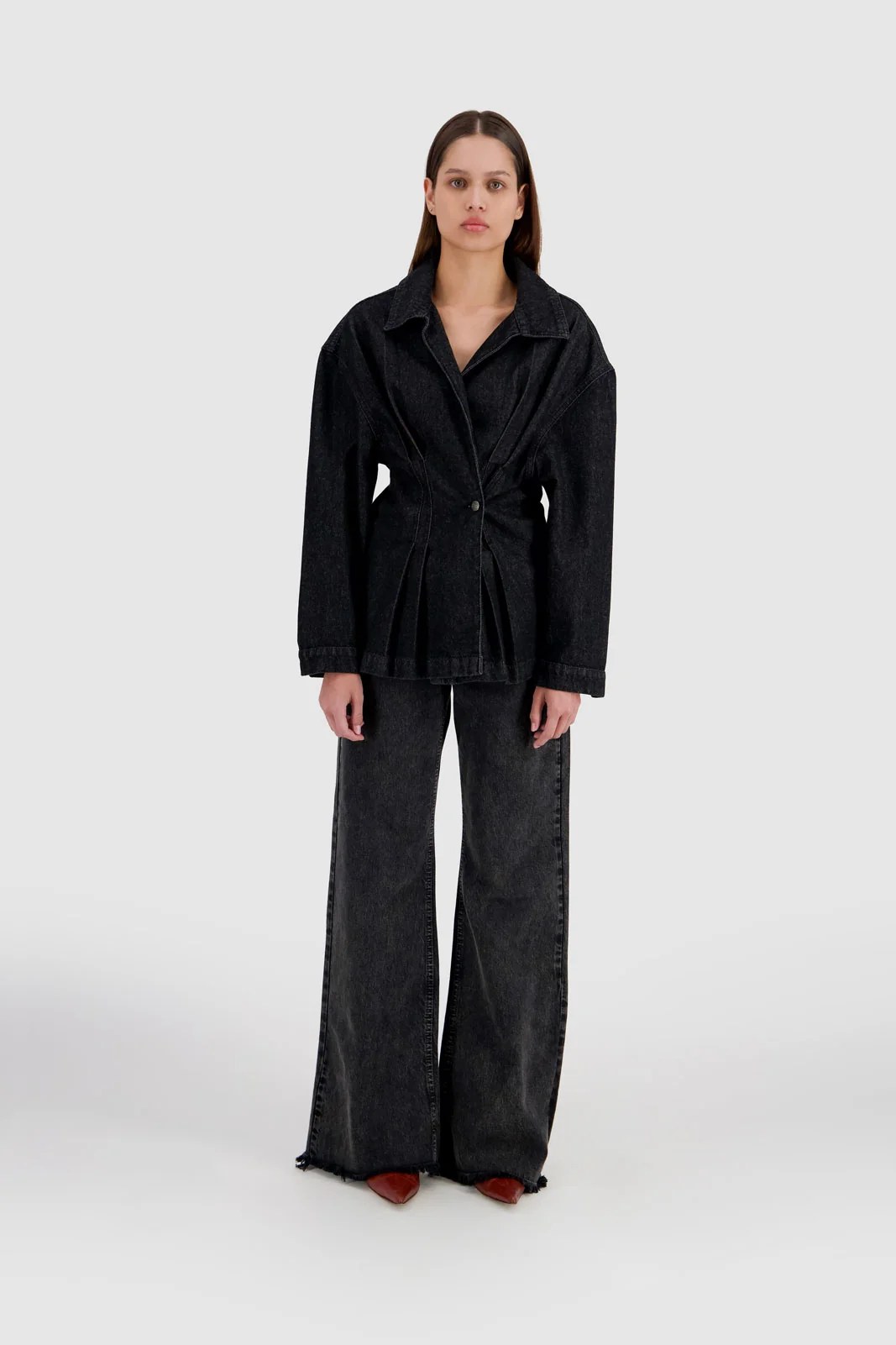 Denim Side Buttoned Shirt - Raw Black