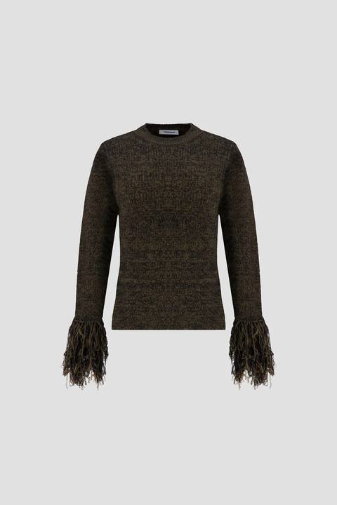 Fringed Sweater Dark Olive