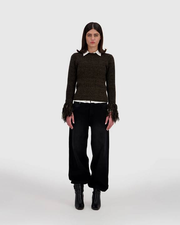 Fringed Sweater Dark Olive
