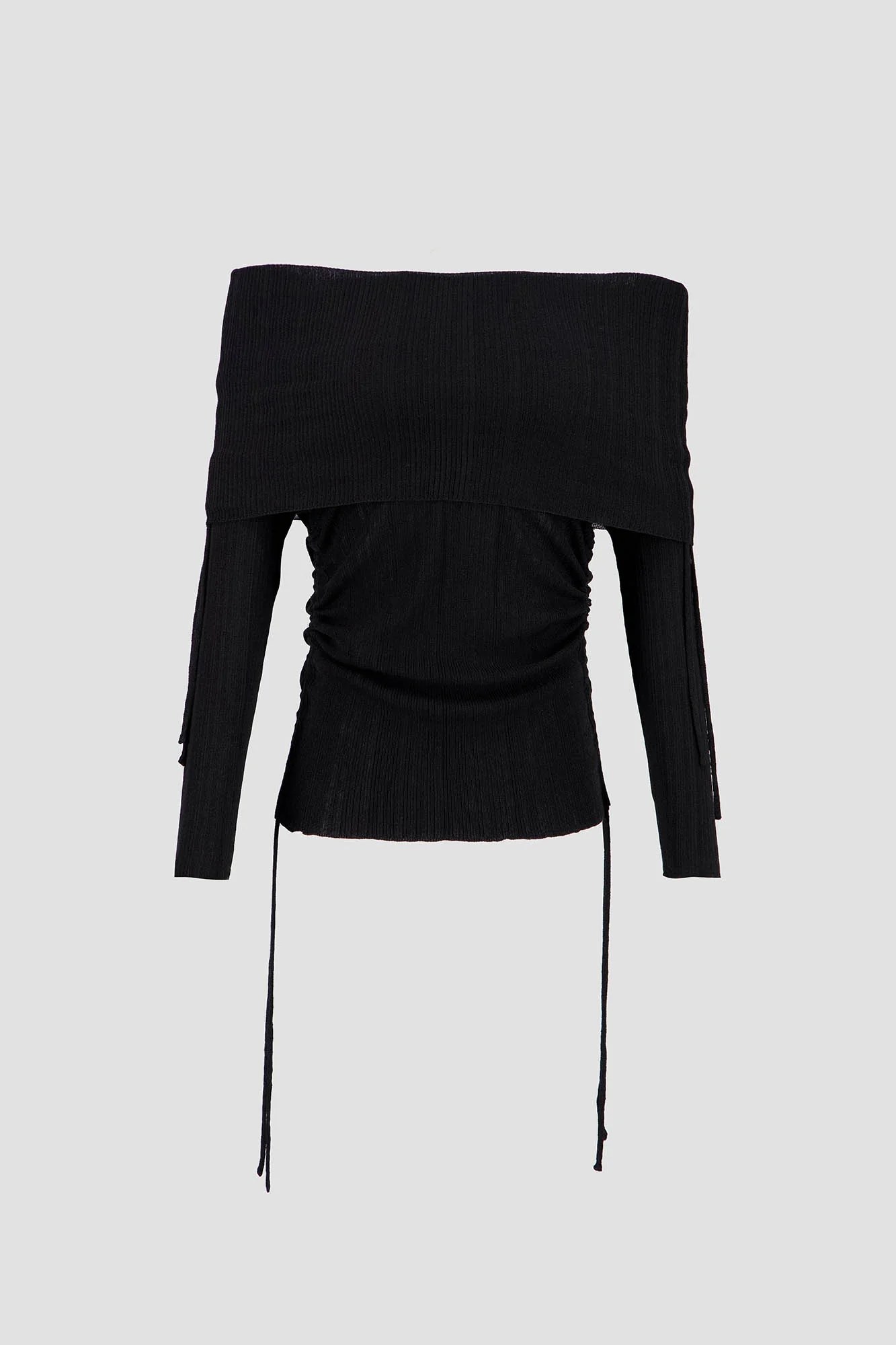 Off Shoulder Knit -Black