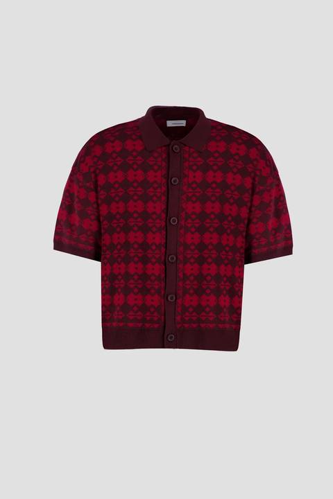 Button Down Polo - Red Jacquard
