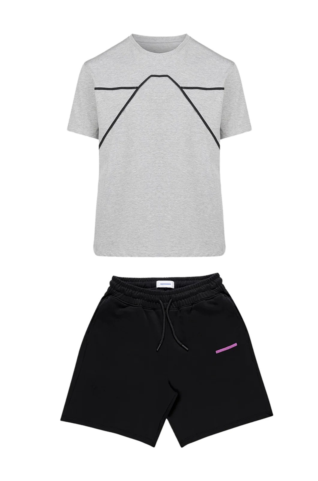 Fine Line Tee Grey & Gym Shorts Black