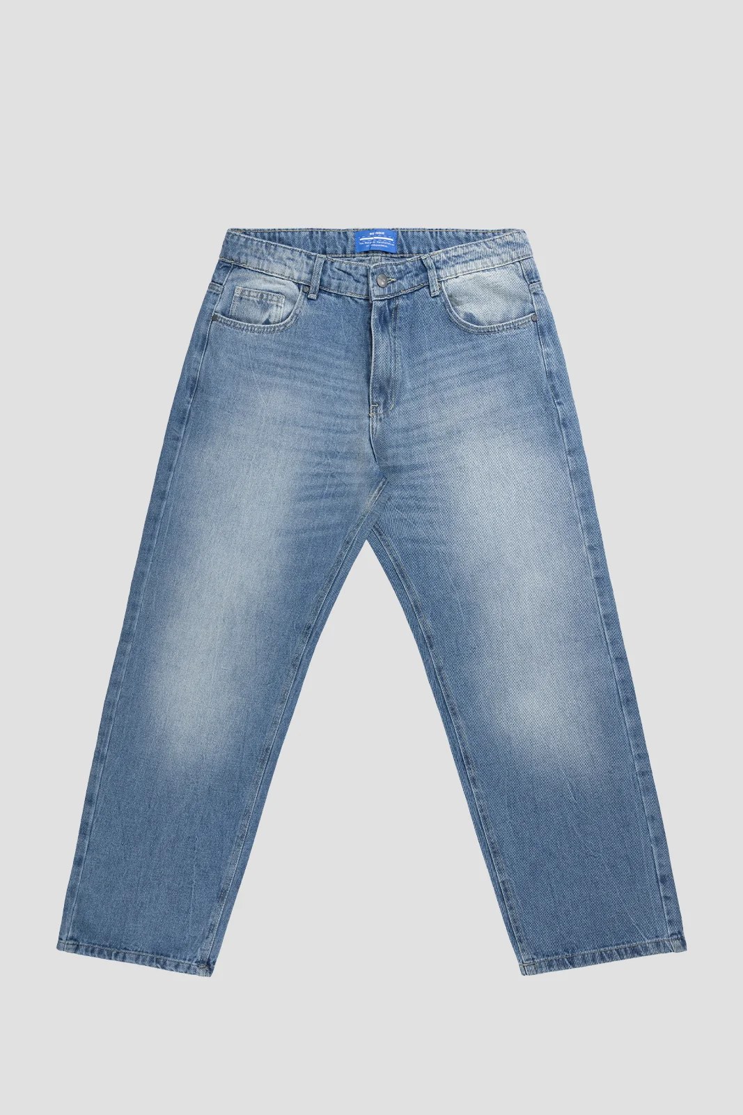 Fine Line Tee White & Straight Leg Jeans Blue