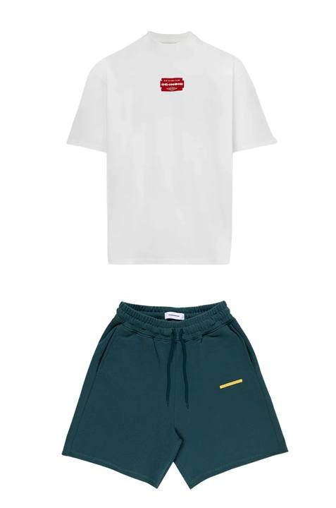 Razor T-Shirt White & Gym Shorts Green