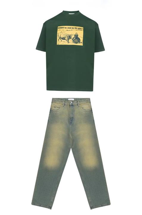Squared Up Jeans Dirty Blue & Potion T-Shirt Green