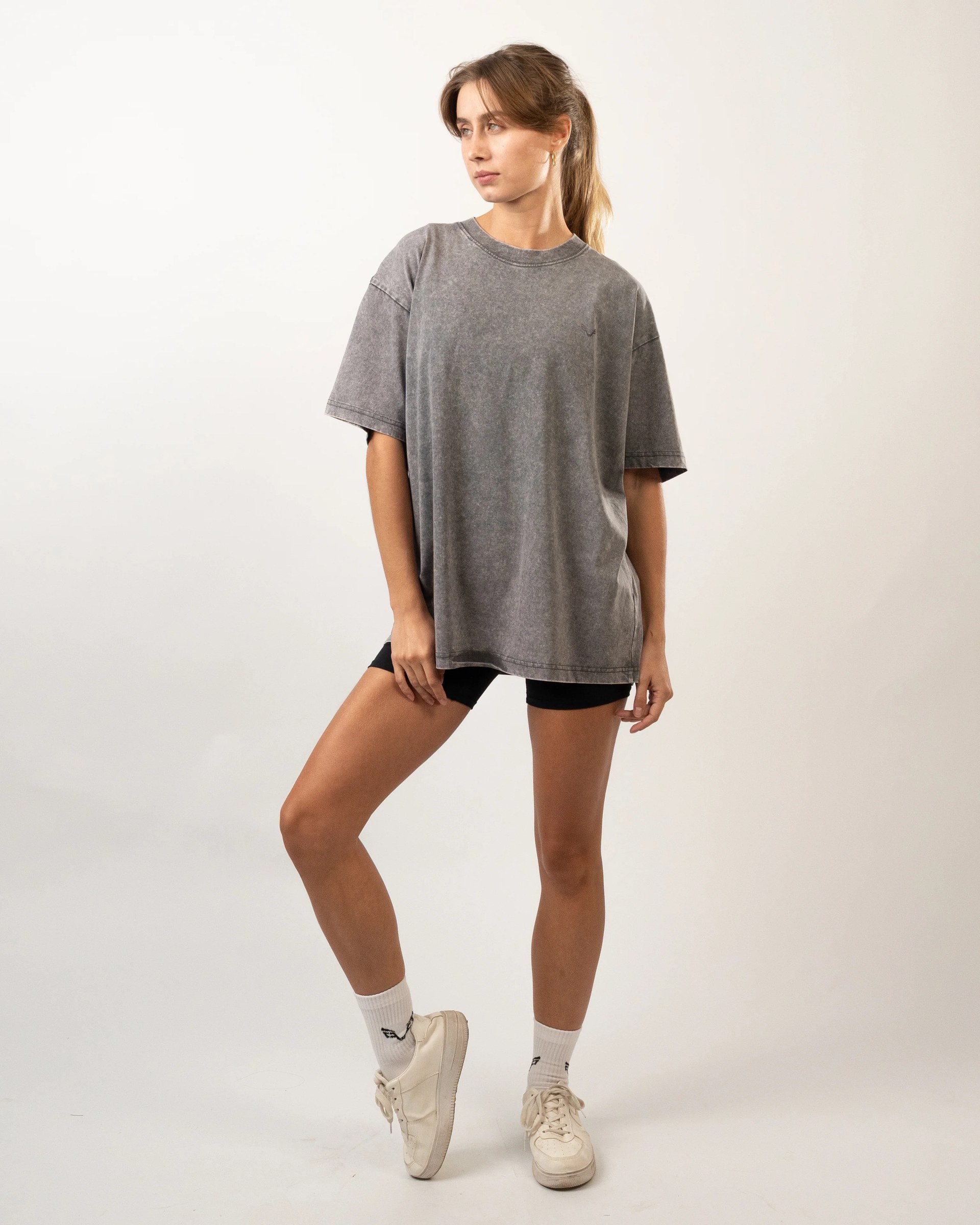 BFEERCE Grey Wolf Design Oversized T-Shirt Women
