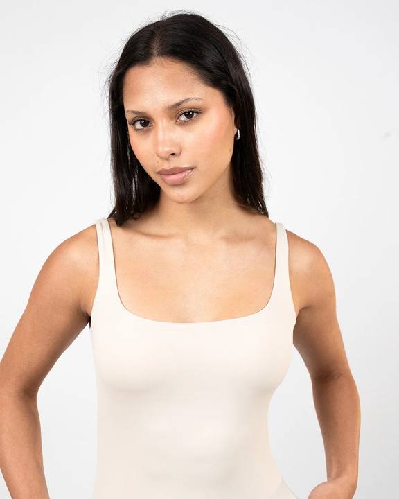 BFEERCE Sculpt Tank – Built-In Bra Cream
