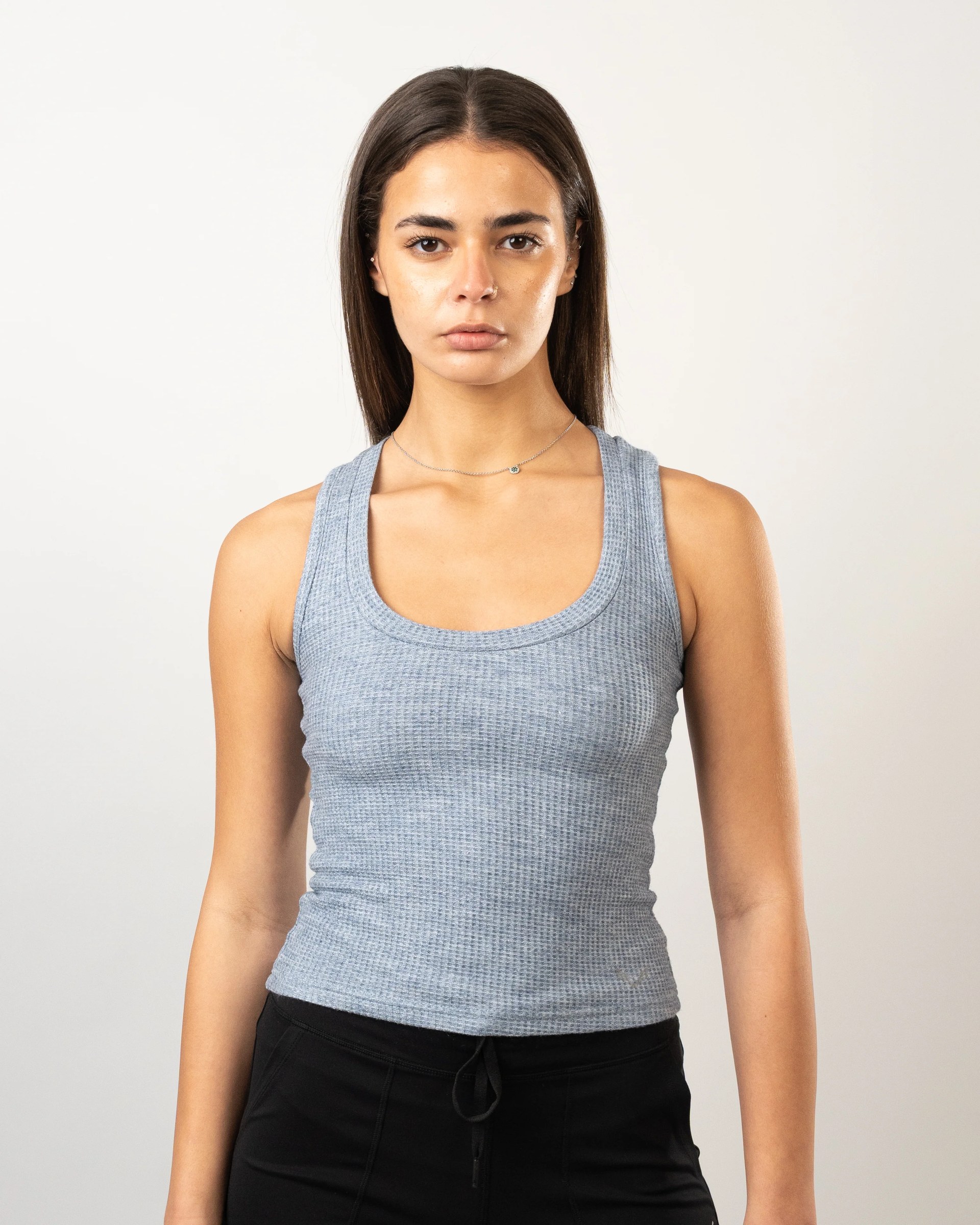 BFEERCE Waffle-Luxe Tank Baby Blue