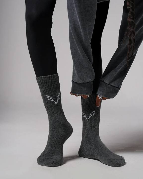 Bfeerce Grey Crew Socks (Unisex)