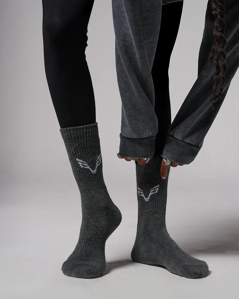 Bfeerce Grey Crew Socks (Unisex)