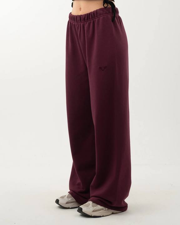 Womens No Pocket Wide-Leg Pants Burgundy