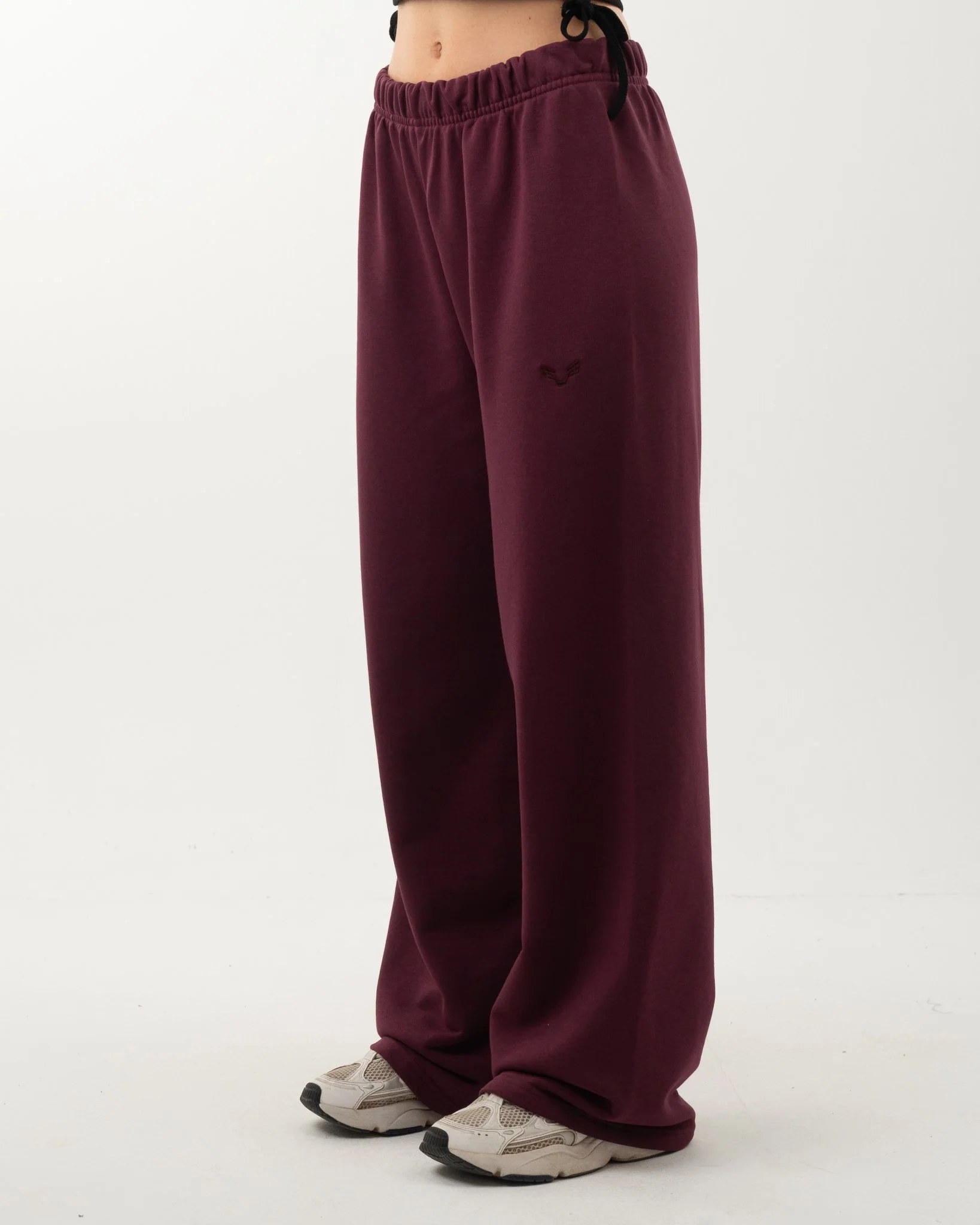 Womens No Pocket Wide-Leg Pants Burgundy